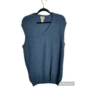 L.L. Bean Men's lambswool Blue Sweater Vest, V Neck, size L Tall
